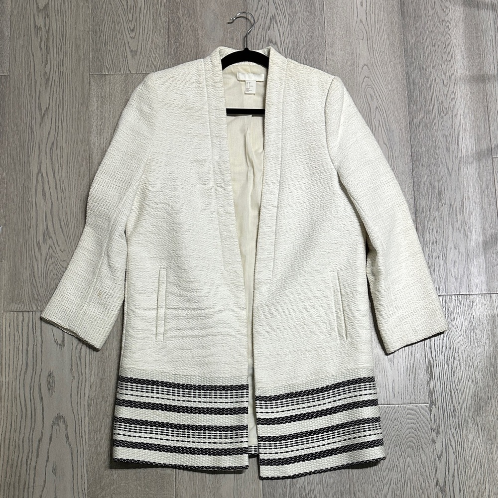H&M Women’s Cream Coat With Black Design